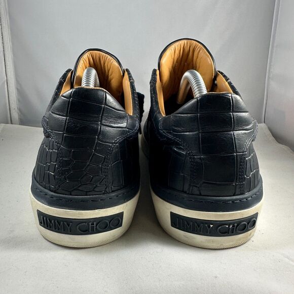 Jimmy Choo Mens Size 43 Belgravia Low Top Sneakers Black Croc Embossed Leather main image 8